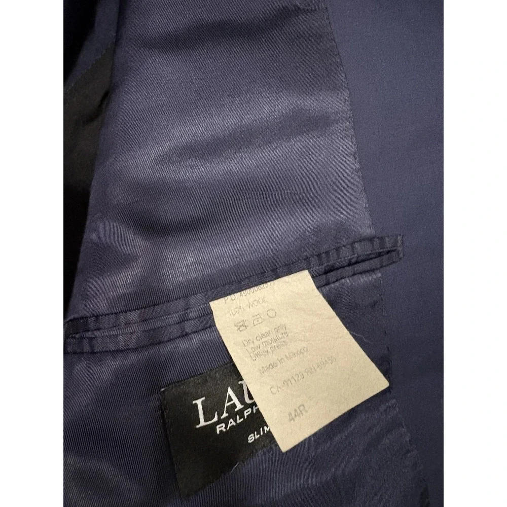 Lauren Ralph Lauren Men's Blue Slim Fit Wool Blazer Size 44R Black‎ Label